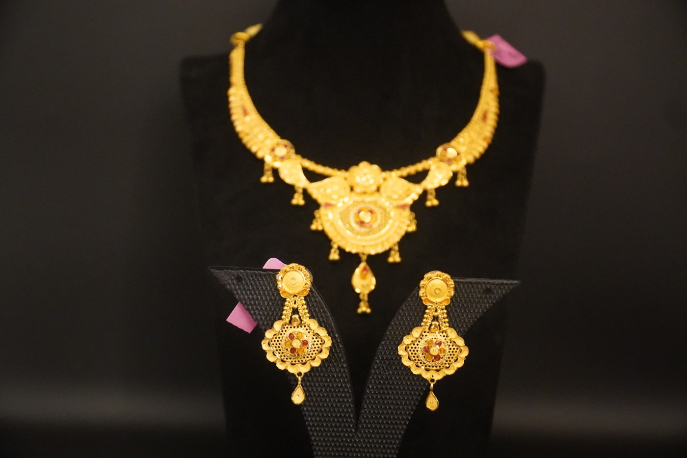 Gold Haar Necklace Set - E262 view 2