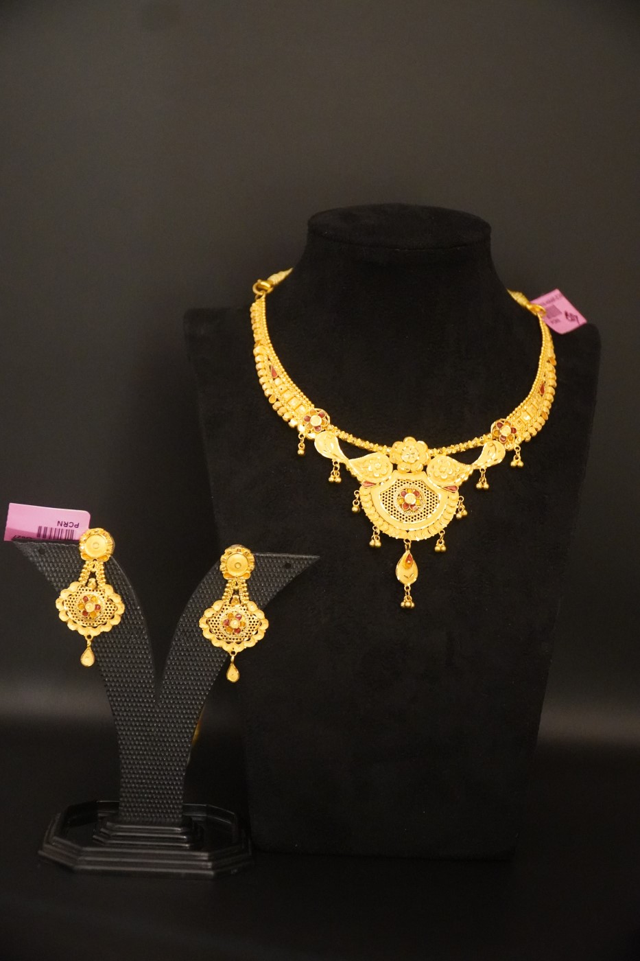 Gold Haar Necklace Set - E262 view 4
