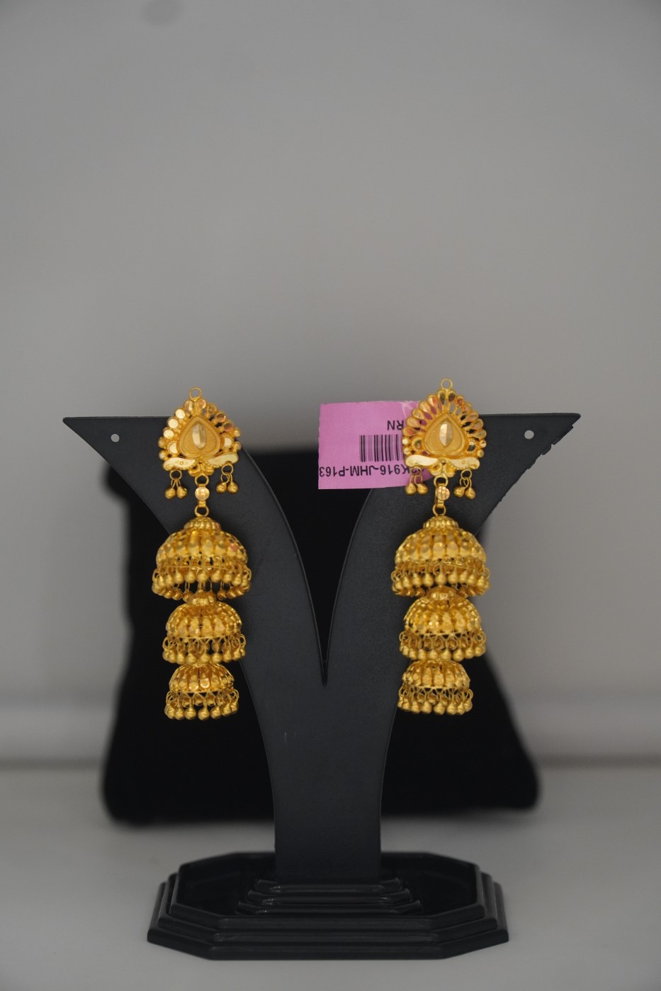 Gold Jhumka Earrings - P163