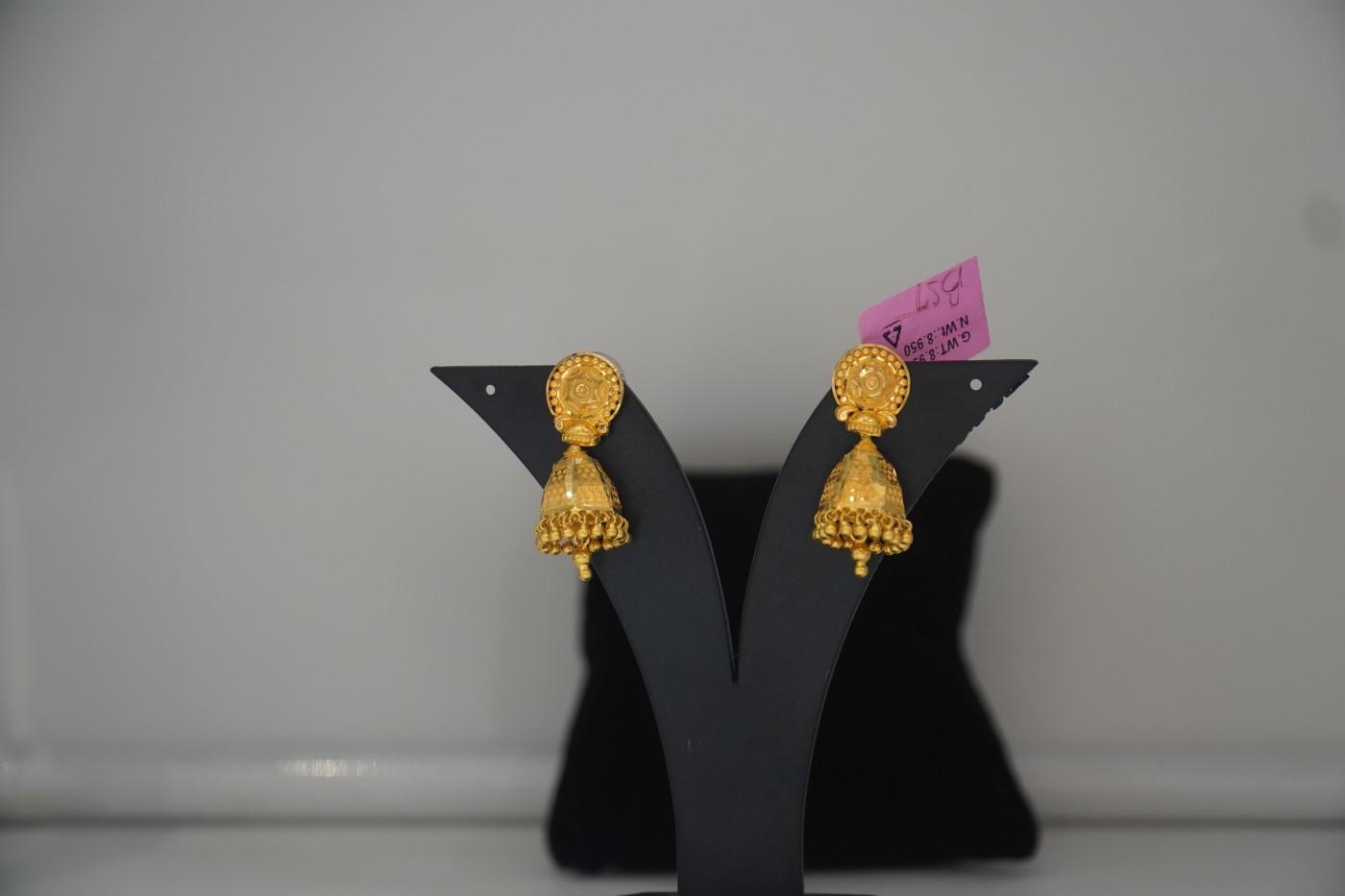 Gold Jhumka Earrings - Q112 view 2