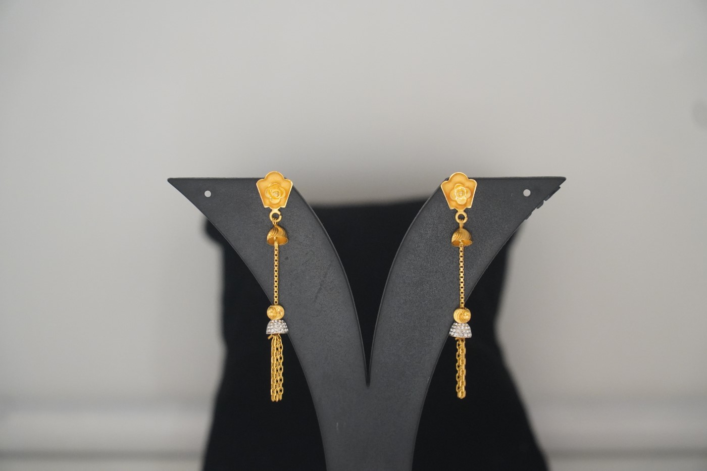Gold Sui Dhaga Earrings - Q752 view 2