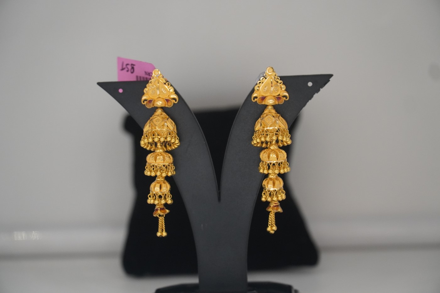 Gold Jhumka Earrings - Z740 view 2