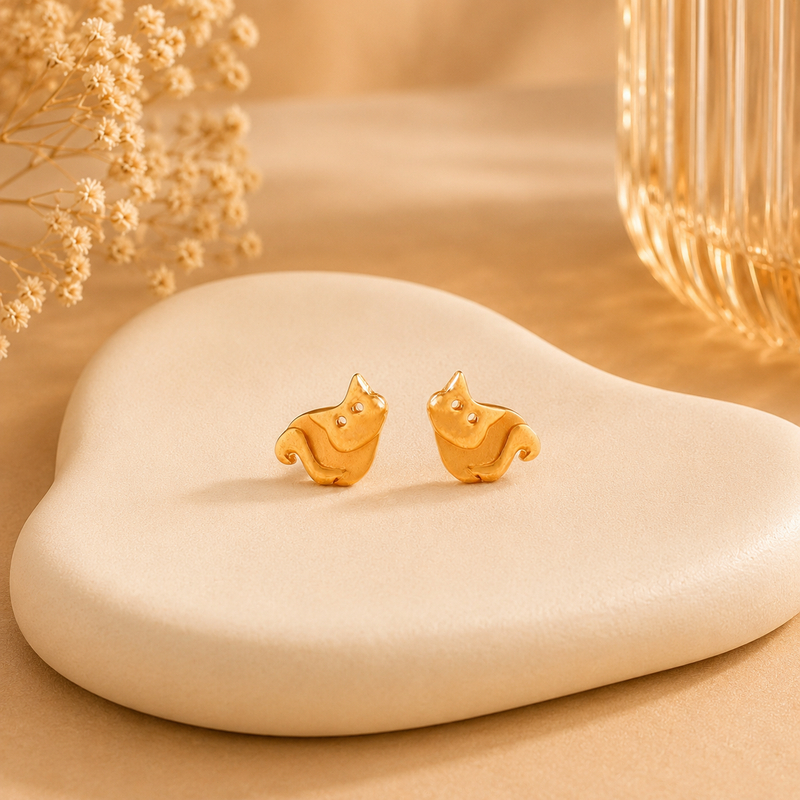 Charming Squirrel 22K Gold Earrings For Kids