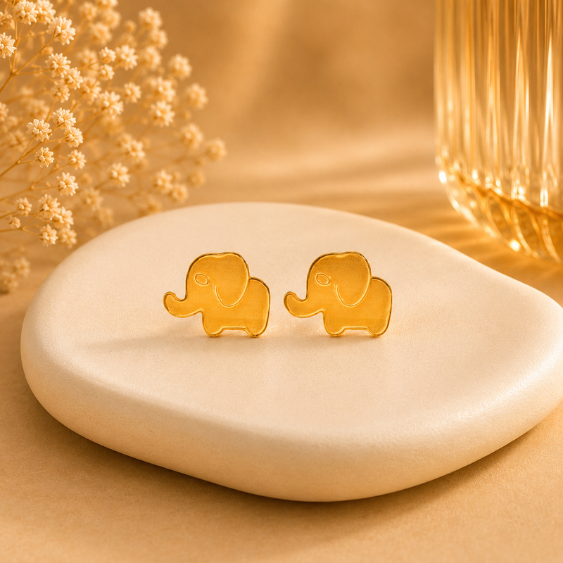 Royal Elephant 22K Gold Earrings For Kids